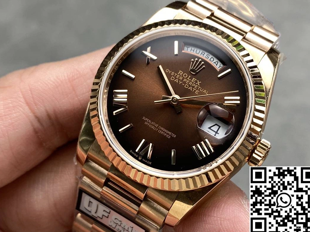 Rolex 36mm Rose M128235 Tungsten Chocalate Gold Date Day QF Factory Steel v5 Dial 0402